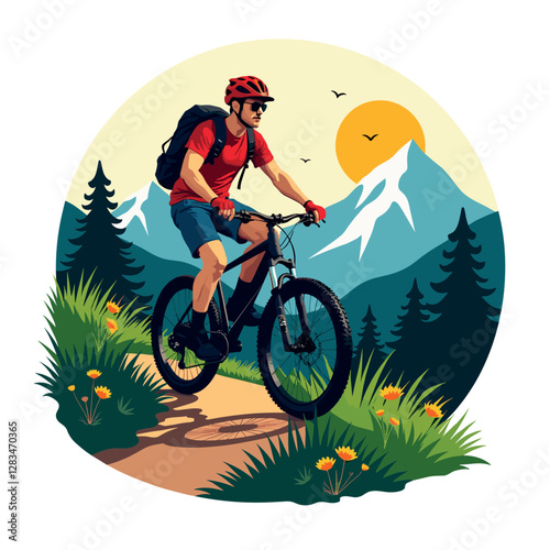 Mountain Biker Exploring Scenic Trail Adventure