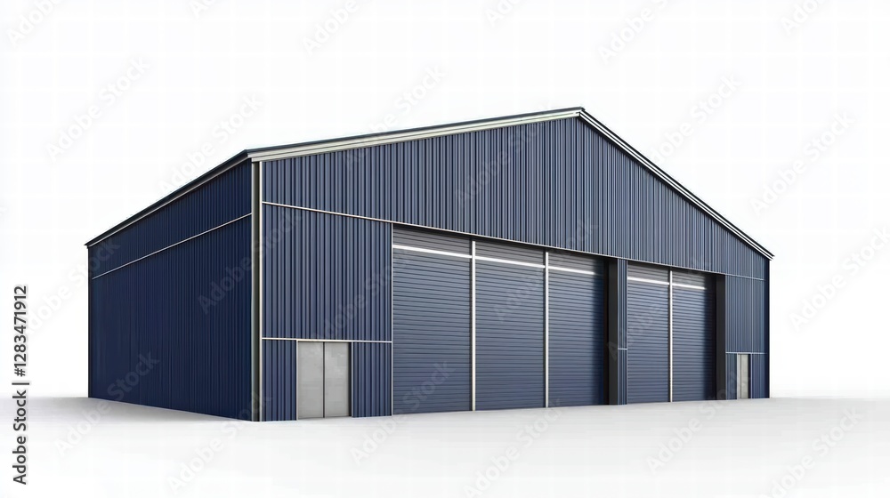 Obraz premium Aviation Hangar: A modern aviation hangar with a large entrance for aircraft, representing a hub for aviation and transport.