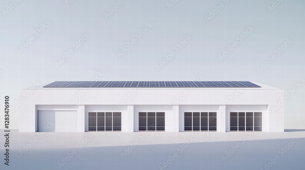 Contemporary Building with Solar Panels: A modern building with solar panels on its roof, symbolizing sustainable architecture and renewable energy sources. Contemporary Building with Solar Panels: A modern building with solar panels on its roof, symbolizing sustainable architecture and renewable energy sources.