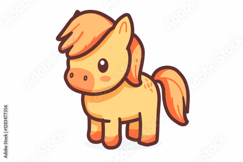 Little Cartoon Pony Illustration  on White Background. Generative AI