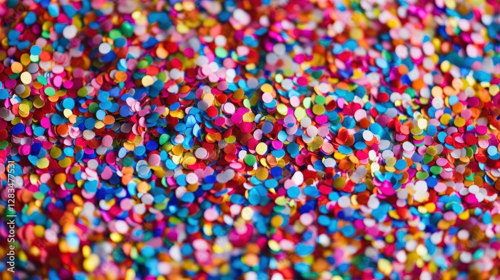 Colorful confetti scattered on a festive surface Colorful confetti scattered on a festive surface