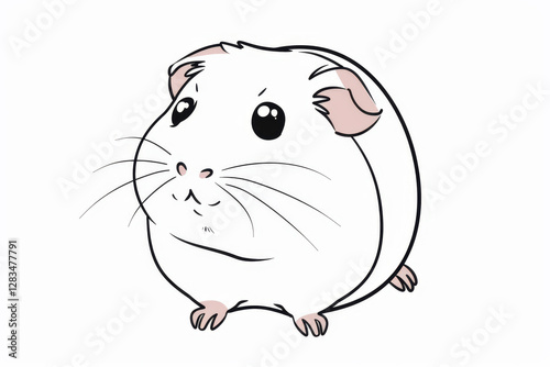 White Guinea Pig Illustration. Generative AI