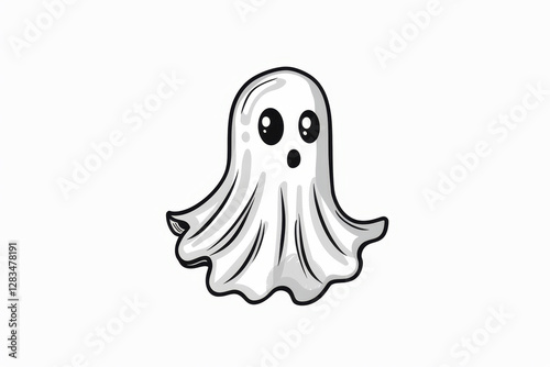 Little Ghost Isolated on White Background. Generative AI