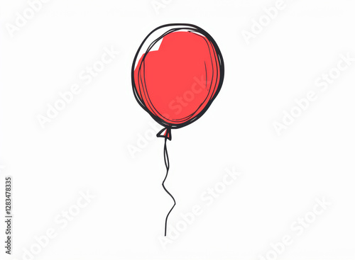 Red Balloon on White Background. Generative AI