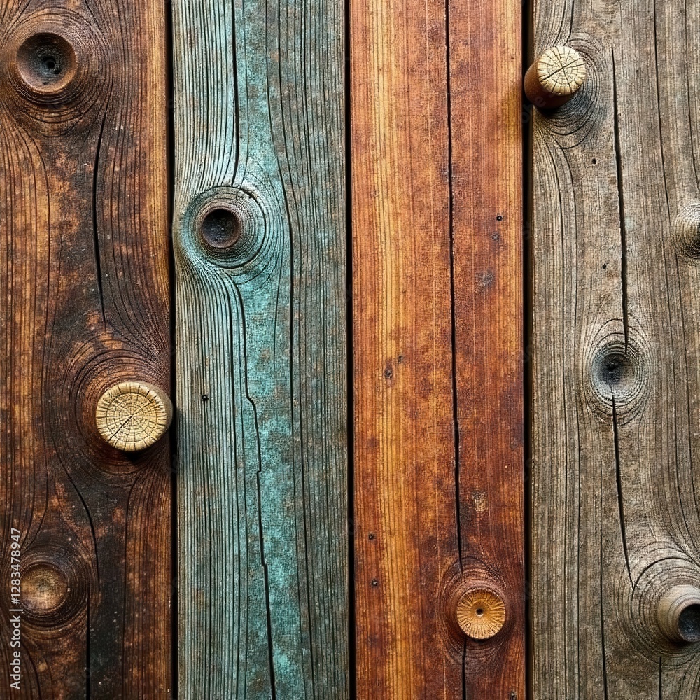 Rough wood planks with visible grain patterns and knots , knotted, organic Rough wood planks with visible grain patterns and knots , knotted, organic