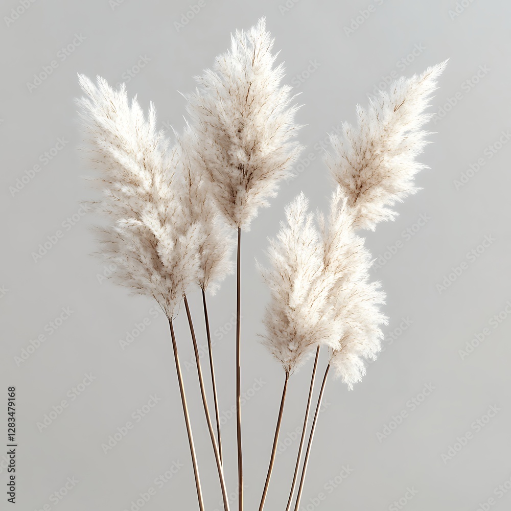 Elegant Pampas Grass Bouquet on Light Grey Background Elegant Pampas Grass Bouquet on Light Grey Background