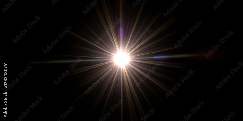 Intense dramatic lighting from a sun rays overlay on a black background Intense dramatic lighting from a sun rays overlay on a black background