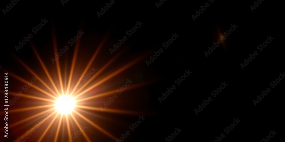 Intense dramatic lighting from a sun rays overlay on a black background Intense dramatic lighting from a sun rays overlay on a black background