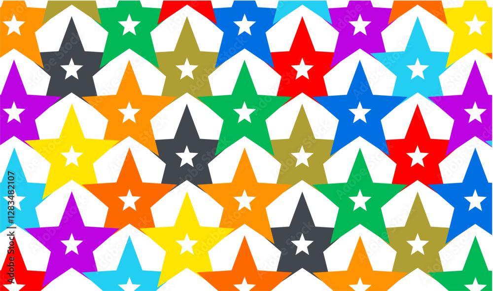 Fototapeta premium Colorful Star texture background. Seamless Vector Star shape rainbow colors