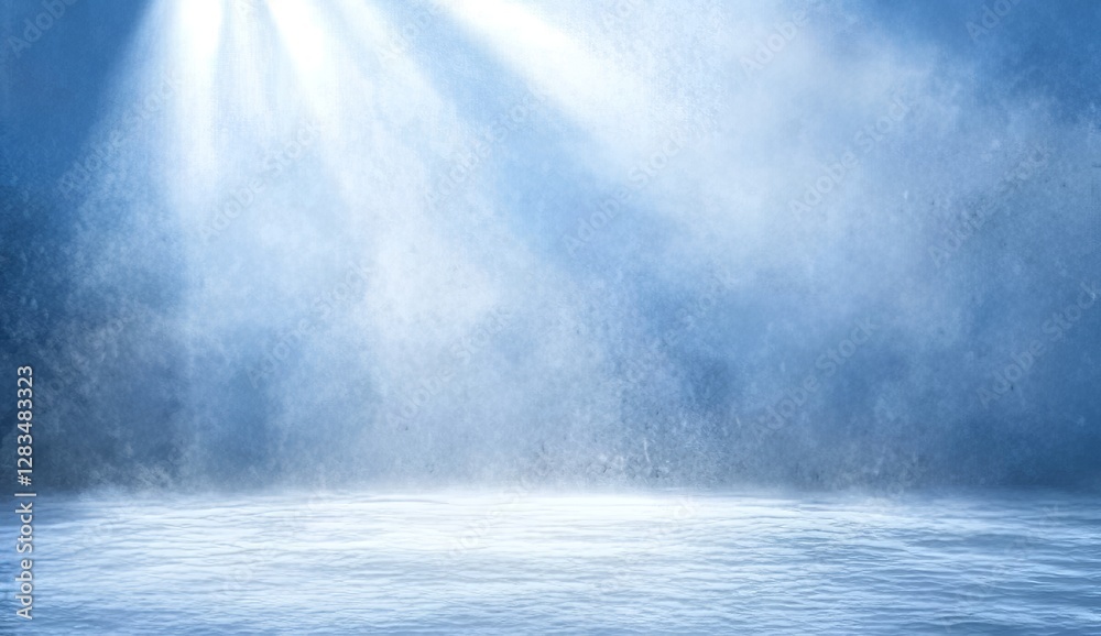 A blurred light blue background with abstract elements features stunning lighting effects and reflective spots A blurred light blue background with abstract elements features stunning lighting effects and reflective spots
