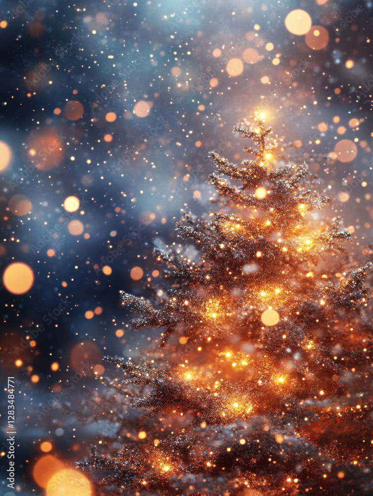 Obraz premium Starry sky with sun and clouds, abstract space background with glowing stars and cosmic elements