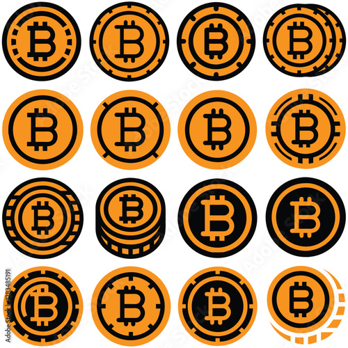 Bit coin. bitcoin icon set. bit coin logo design.