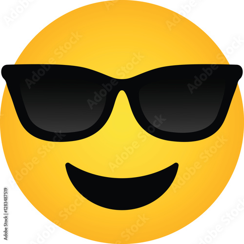 Smiling Emoji with Sunglasses Vector Illustration