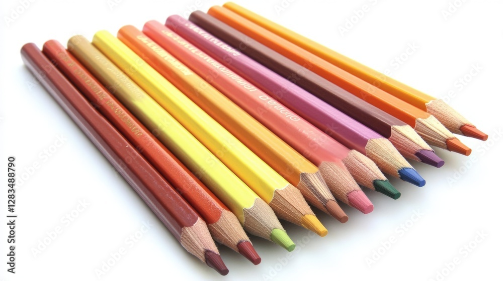 Fototapeta premium Colorful pencil art creation studio workspace photography artistic environment close-up view creativity unleashed