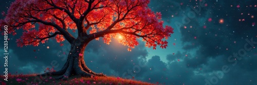 Family tree branches connected with love lines, affection, unity, kinship