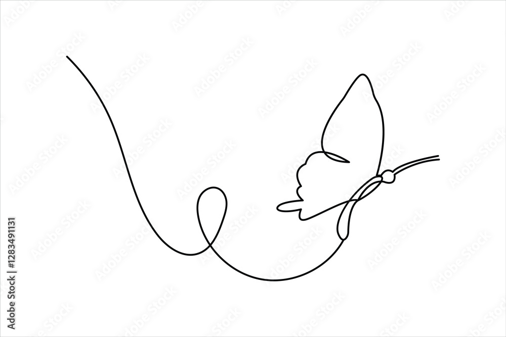 Naklejka premium Vector illustration continuous Butterfly one line drawing