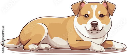 Cute Lazy Dog Lying Down - Vector Illustration