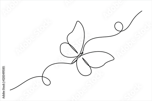 Vector illustration continuous Butterfly one line drawing