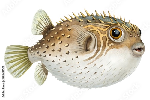 Puffer Fish on White Background