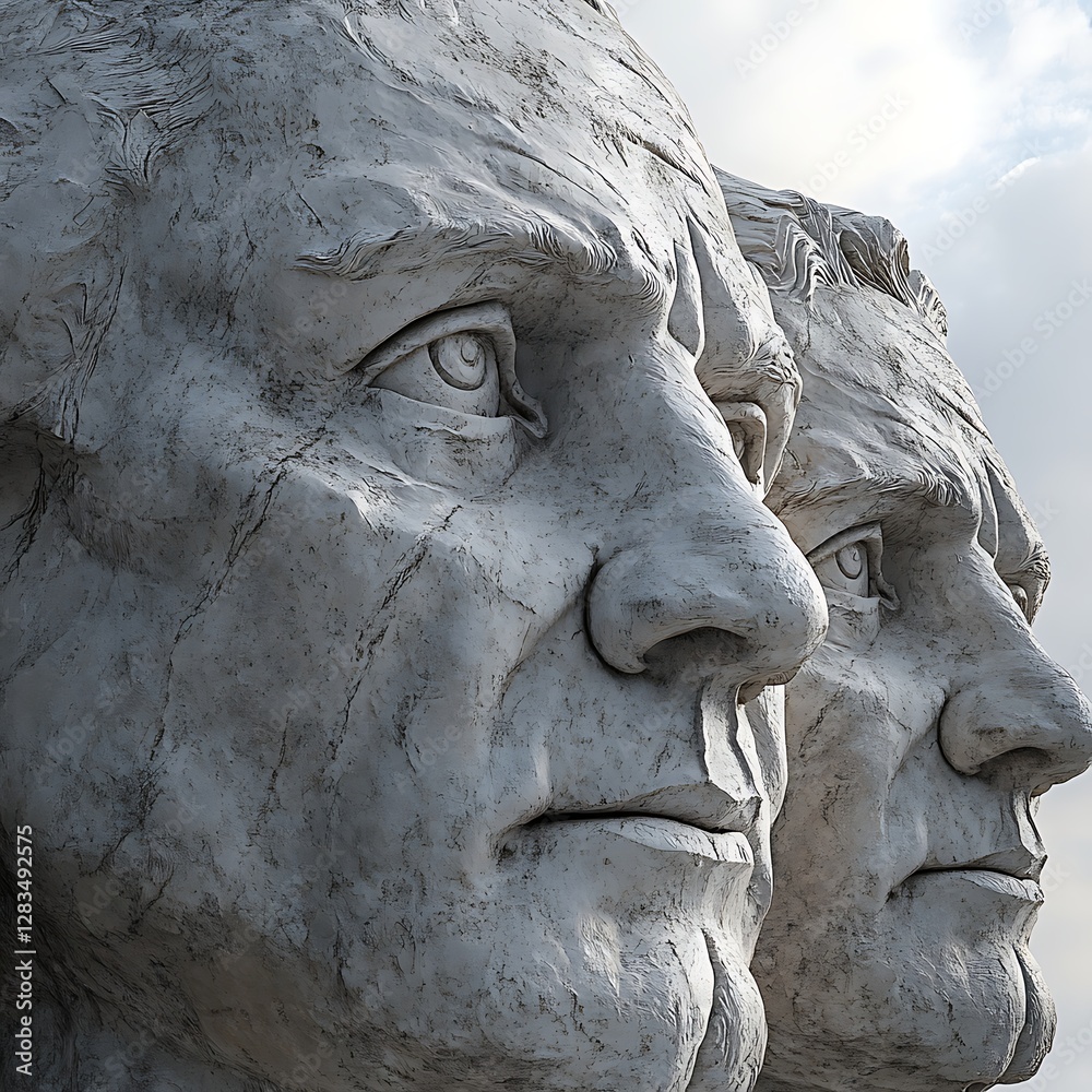 Obraz premium Detailed Close-up View of Mt. Rushmore Presidents Sculptures