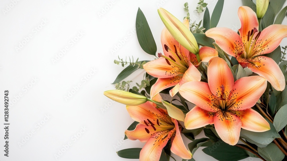 Obraz premium Vibrant orange lilies arranged on a clean background