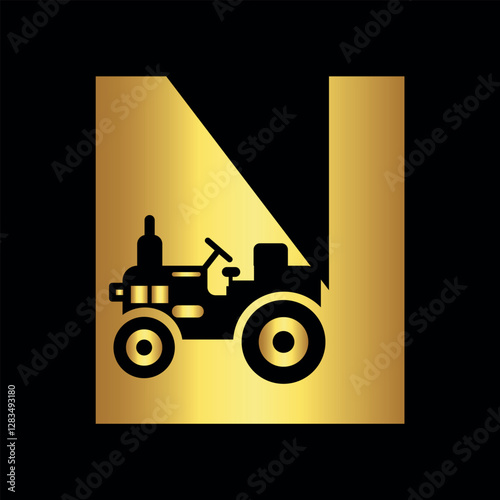 Tractor Logo combine with letter N vector template