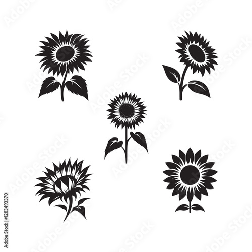Sunflower Silhouette Vector Set