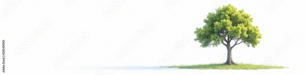 Fototapeta premium solitary tree standing against a bright white backdrop with stunning high definition visual effects , nature, solo