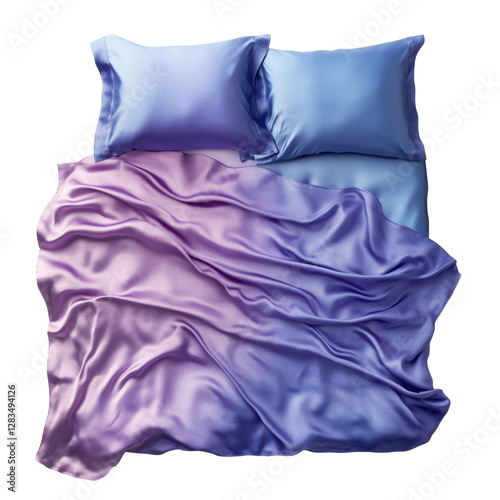 Soft satin bedding set in gradient shades of blue and purple