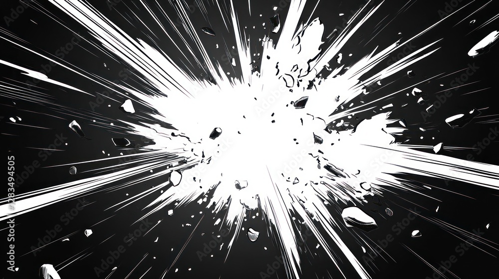 Obraz premium Explosive Burst of Energy with Shattered Debris