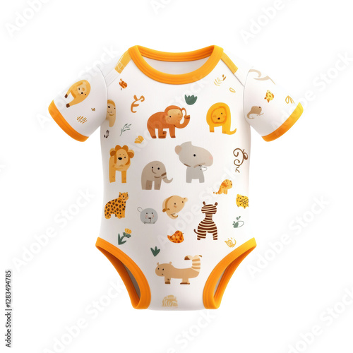 Cute animal pattern baby onesie for playful outings and cuddles photo