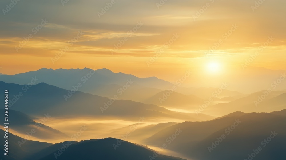 stunning mountain landscape photography Scenic mountain landscape at sunrise with soft fog and warm light. stunning mountain landscape photography Scenic mountain landscape at sunrise with soft fog and warm light.