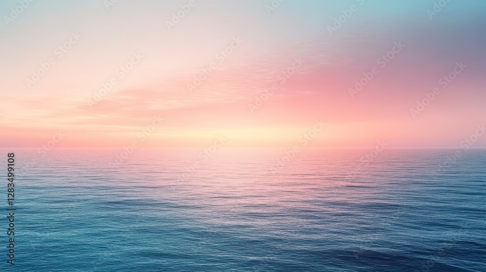 Fototapeta premium Vibrant Ocean Sunset with Pink and Blue Sky Golden Light Reflecting Water Serene Atmosphere
