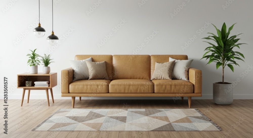 Fototapeta premium Modern Cozy Living Room with Natural Elements