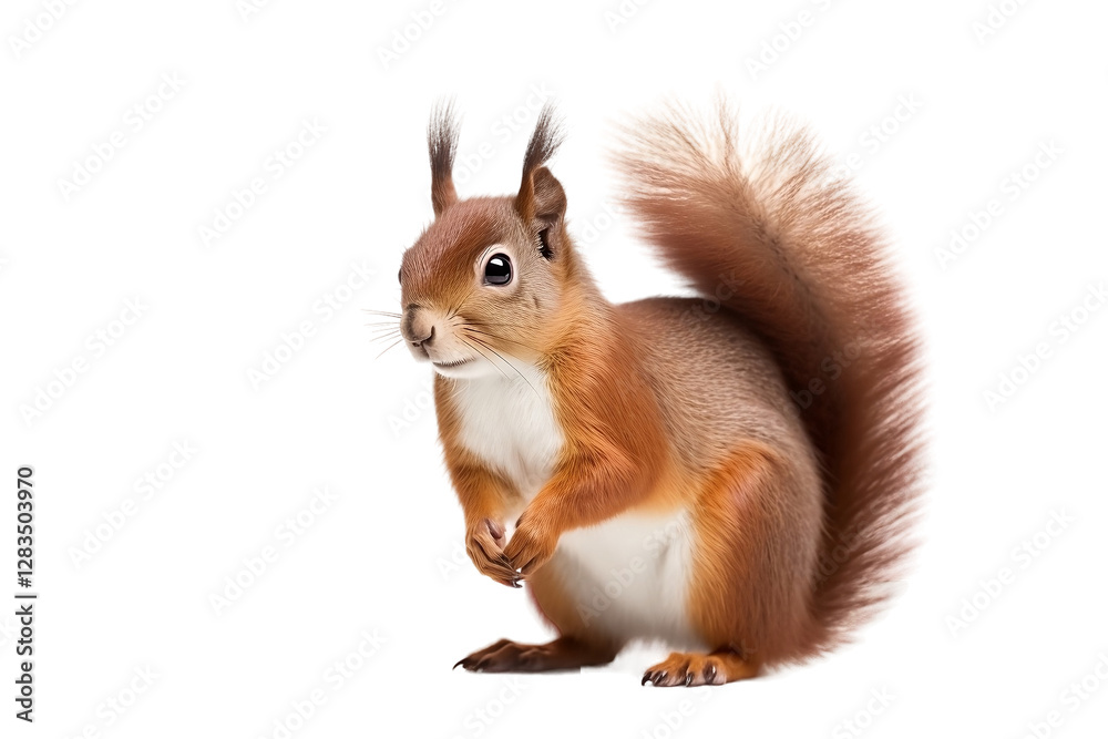 Active Eurasian red squirrel in the forest. Active Eurasian red squirrel in the forest.