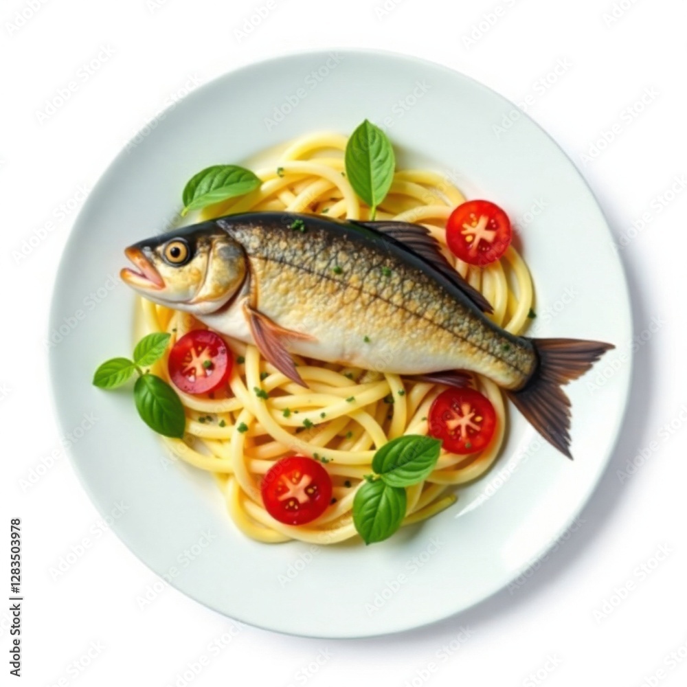 Fish or seafood flat icon on a plate, isolated on white background , snack, food, seafood Fish or seafood flat icon on a plate, isolated on white background , snack, food, seafood
