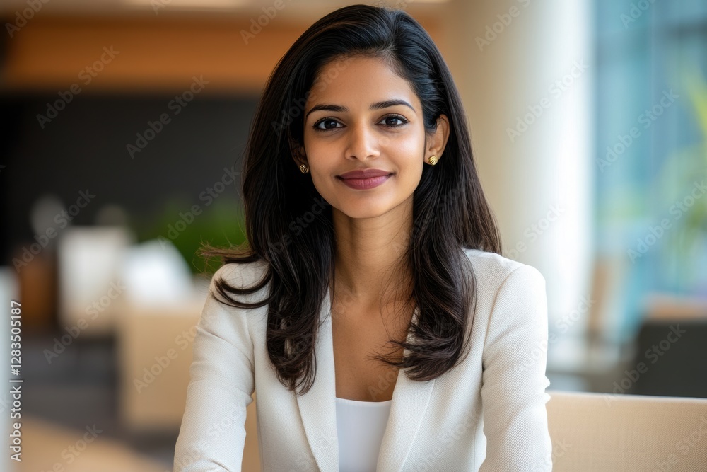 Fototapeta premium Professional Indian Female Conducting a Remote Team Video Conference 