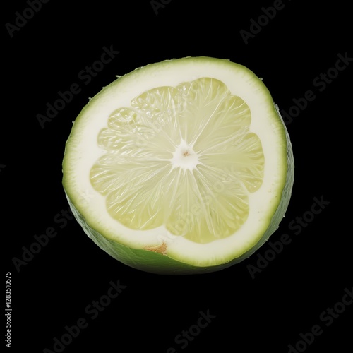 slice of lime on black background