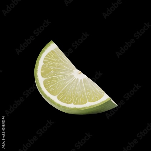 lime slice on black background