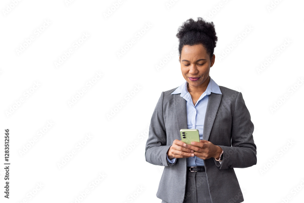 African American businesswoman using a smartphone African American businesswoman using a smartphone