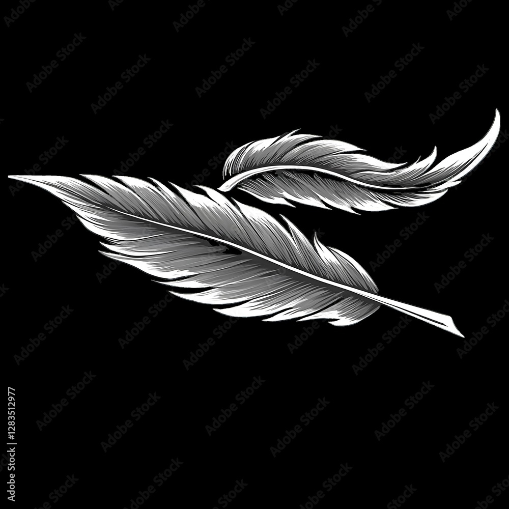 Obraz premium white feather isolated on black
