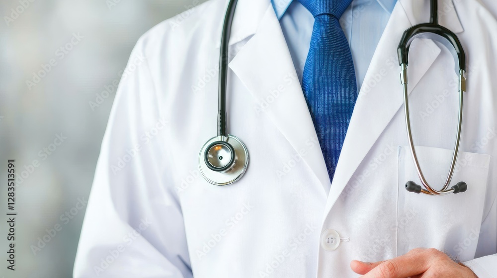 A medical professional in a white coat with a stethoscope, preparing to assist a patient, showcasing care and professionalism in healthcare. A medical professional in a white coat with a stethoscope, preparing to assist a patient, showcasing care and professionalism in healthcare.