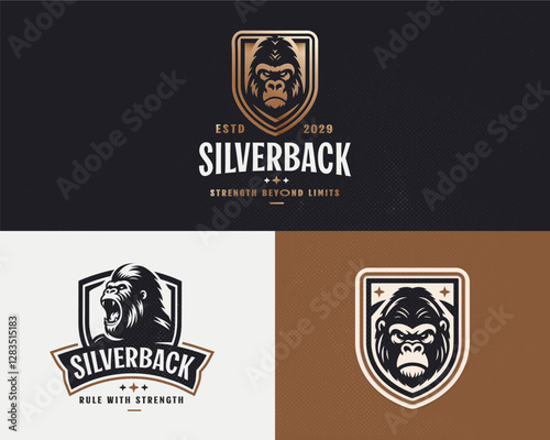 King kong angry gorilla emblem logo template for team sport photo