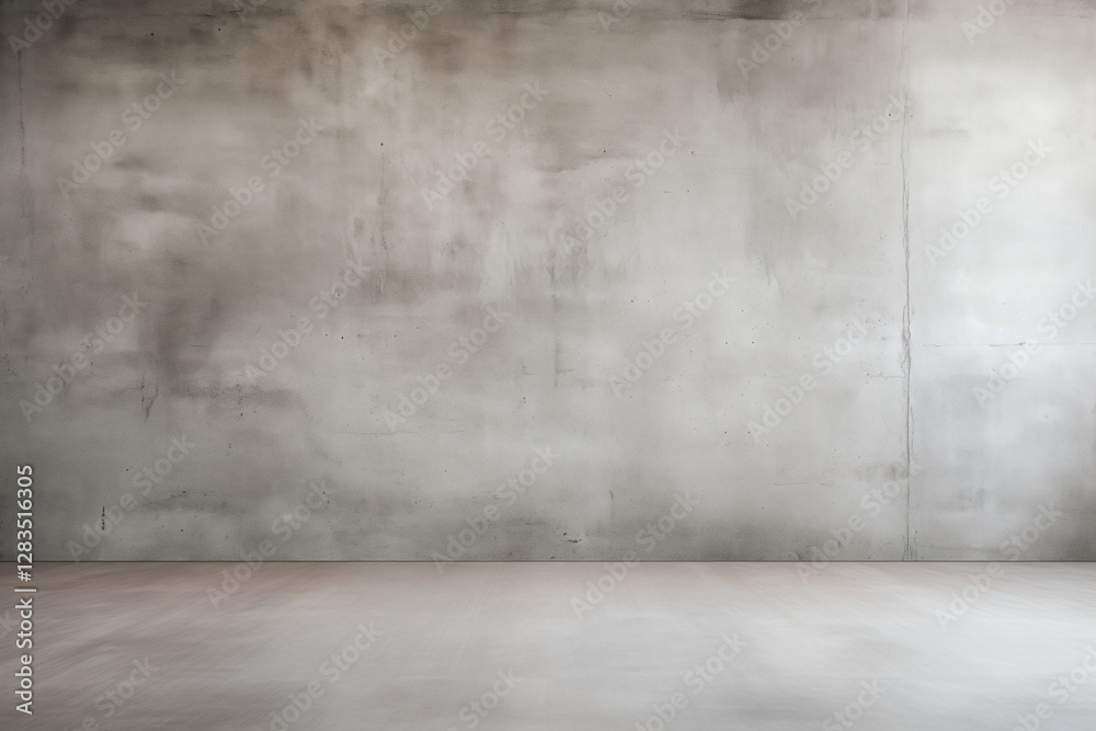 Minimalist smooth gray cement wall texture with clean floor, perfect for modern design. This versatile backdrop enhances any space with its subtle elegance