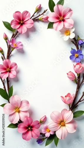 Wallpaper Mural Floral wreath with spring flowers , Flowers, Spring, Vectors Torontodigital.ca