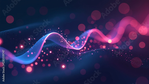 futuristic ai artwork features glowing wave lines bokeh lights abstract patterns vibrant color palette inspired data transfer