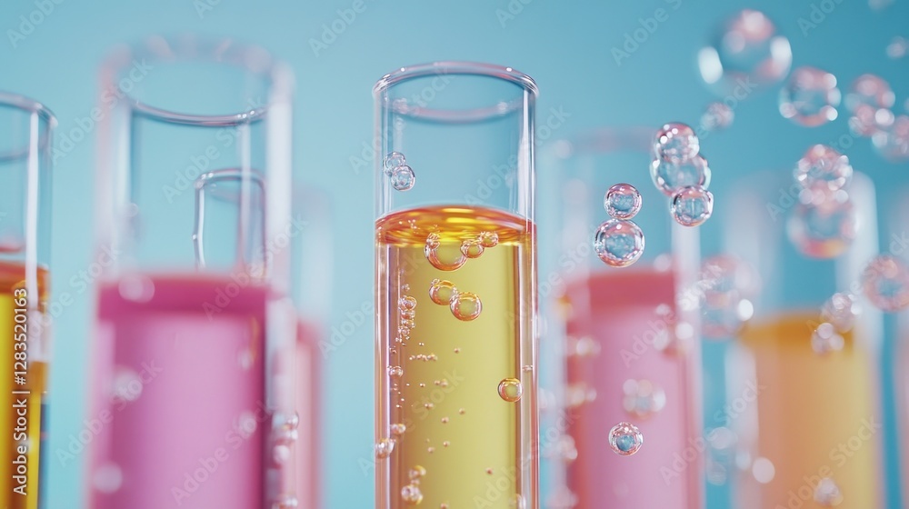 Pipetting dna sample with vibrant bubbles in a laboratory setting . Pipetting dna sample with vibrant bubbles in a laboratory setting .