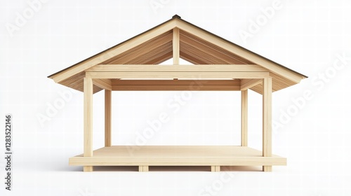Minimalist Wooden Pavilion: Clean lines define the architecture, perfect for relaxation and escape. Its simple beauty evokes peace and tranquility