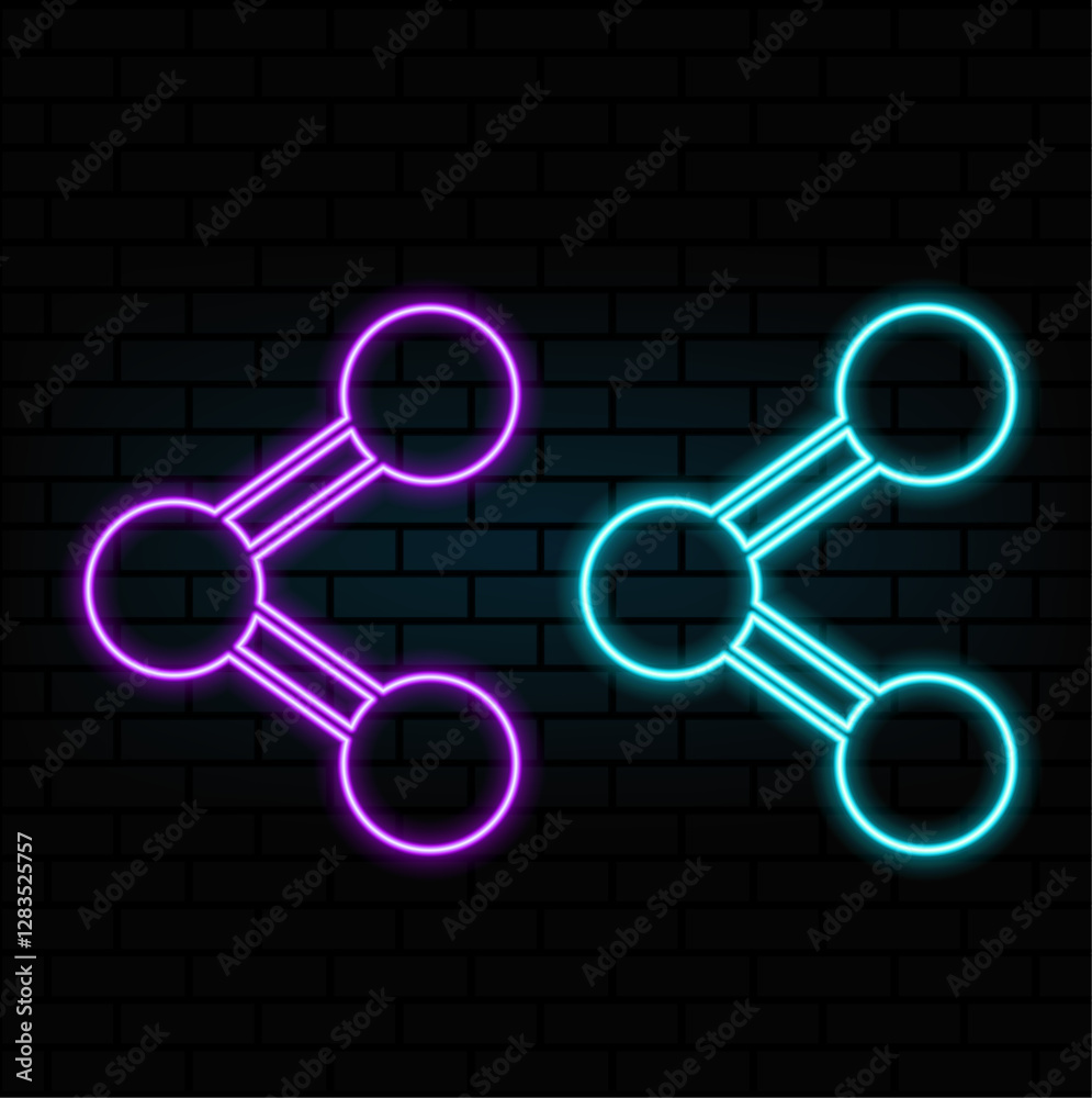 Glowing neon line Share icon isolated on brick wall background. Share, sharing, communication pictogram, social media, connection, network, distribute sign. Colorful outline concept. Vector..5 Glowing neon line Share icon isolated on brick wall background. Share, sharing, communication pictogram, social media, connection, network, distribute sign. Colorful outline concept. Vector..5