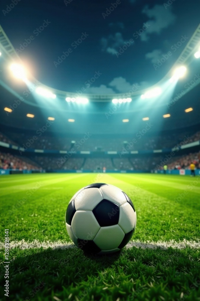 Naklejka premium Football field with abstract German flag banner, german flag, banner, football field